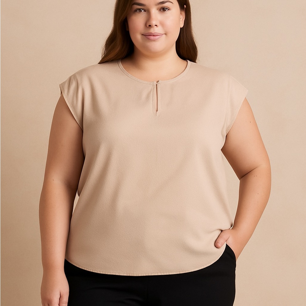 Ann Taylor Neutral Sleeveless Blouse Size L